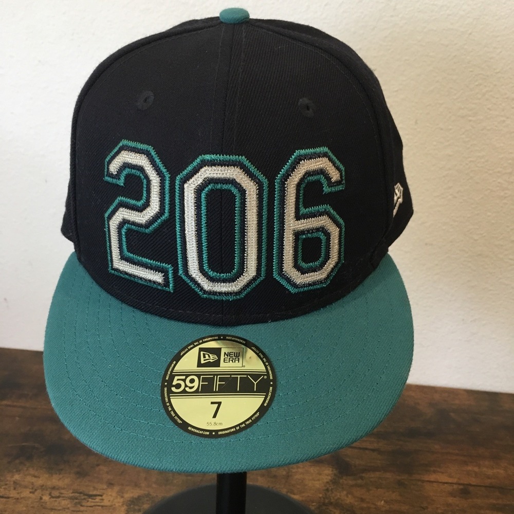 New Era 59FIFTY Seattle Mariners “Area Code 206” Fitted Cap – Size 7 – EUC